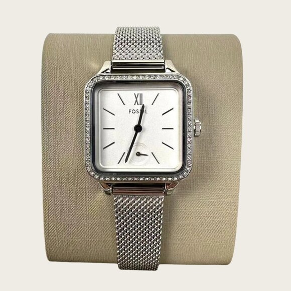 Fossil BQ3970 Women's Colleen Three-Hand Silver Stainless Steel Mesh Watch - Picture 1 of 7